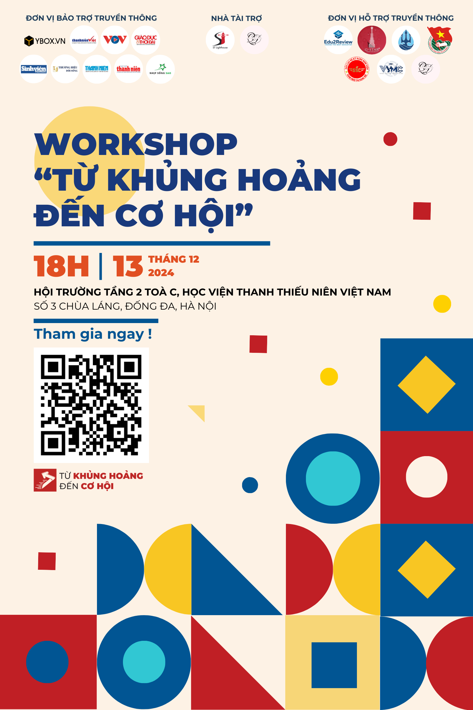 [BTTT] [HN] Workshop “Từ Khủng Hoảng Đến Cơ Hội” 2024 Do Học Viện Thanh Thiếu Niên Việt Nam Tổ Chức (Miễn Phí Tham Dự)